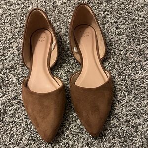 a new day Brown Suede Pointed D'Orsay Flats